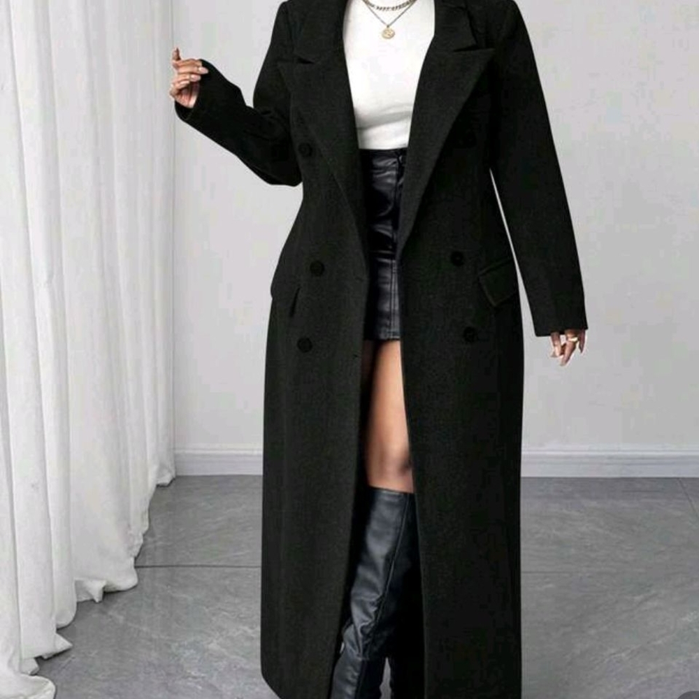Stylish Black Long Coat 4x shein